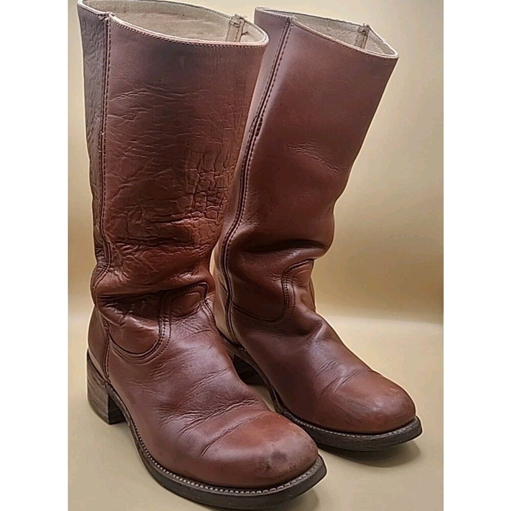 70s Frye Campus Boots Mens 10 D Womens 11.5 14L Brown Leather 2955T Vintage USA